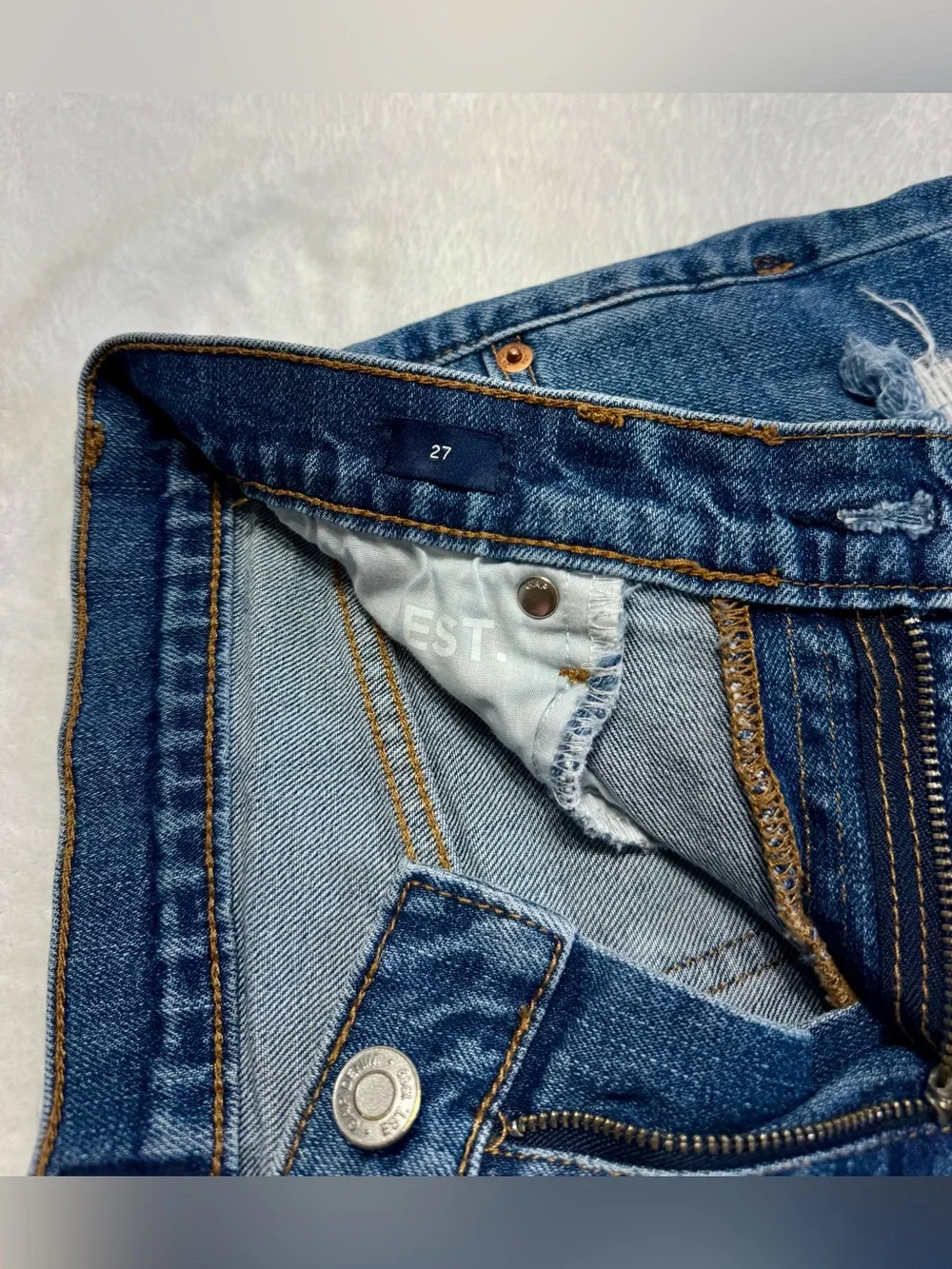 Gap Denim Mid Rise Cuffed Blue Denim Bermuda/Midi Shorts
